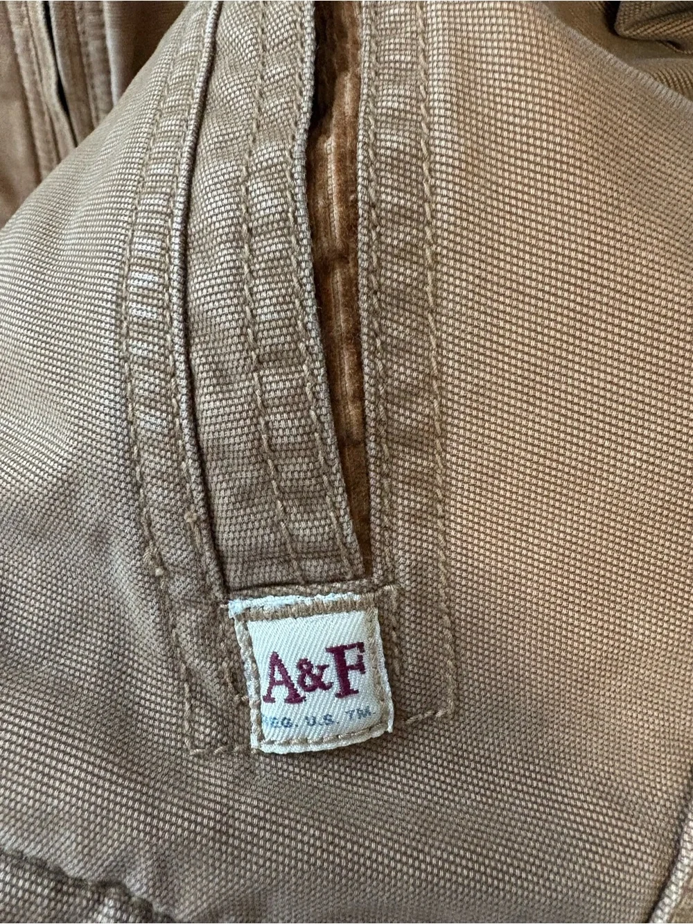 Vtg Abercrombie Fleece Lined Canvas Detroit Work Jacket Brown Mens L Camo Y2K